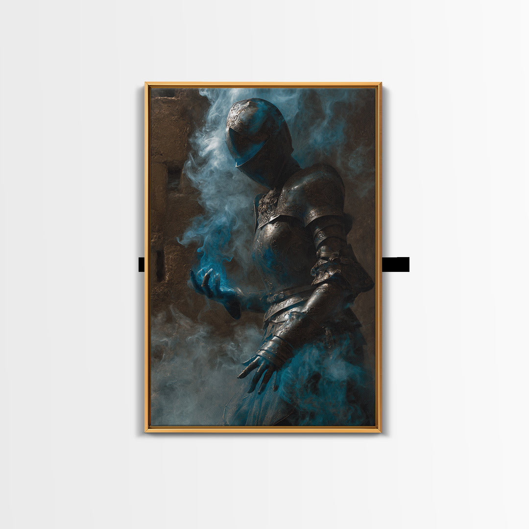 The Spectral Knight, Dark Symbolist Art, Vertical Wall Art, Dark Halloween Decor, Canvas Print, Halloween Wall Art