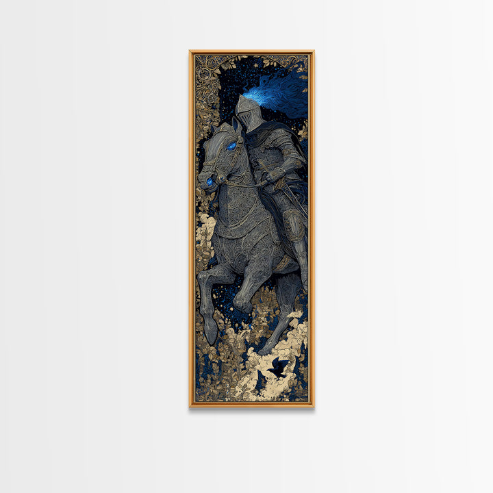 The Spectral Knight, Stained Glass Gothic Art, Tall Narrow Wall Art, Macabre Wall Art, Canvas Print, Halloween Wall Art, Dark Fantasy Art