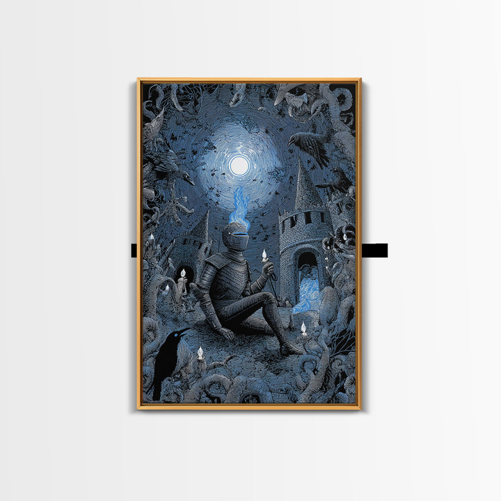 The Spectral Knight, Victorian Macabre Art, Vertical Wall Art, Gothic Horror Wall Art, Framed Canvas Print, Halloween Wall Art