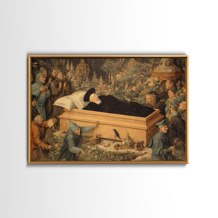 The Coffin Sleeper, Medieval Grotesque Art, Landscape Wall Art, Macabre Wall Art, Framed Canvas Print, Halloween Wall Art