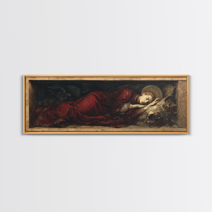 The Coffin Sleeper, Dark Renaissance Art, Extra Wide Wall Art, Gothic Horror Wall Art, Framed Canvas Print, Halloween Wall Art