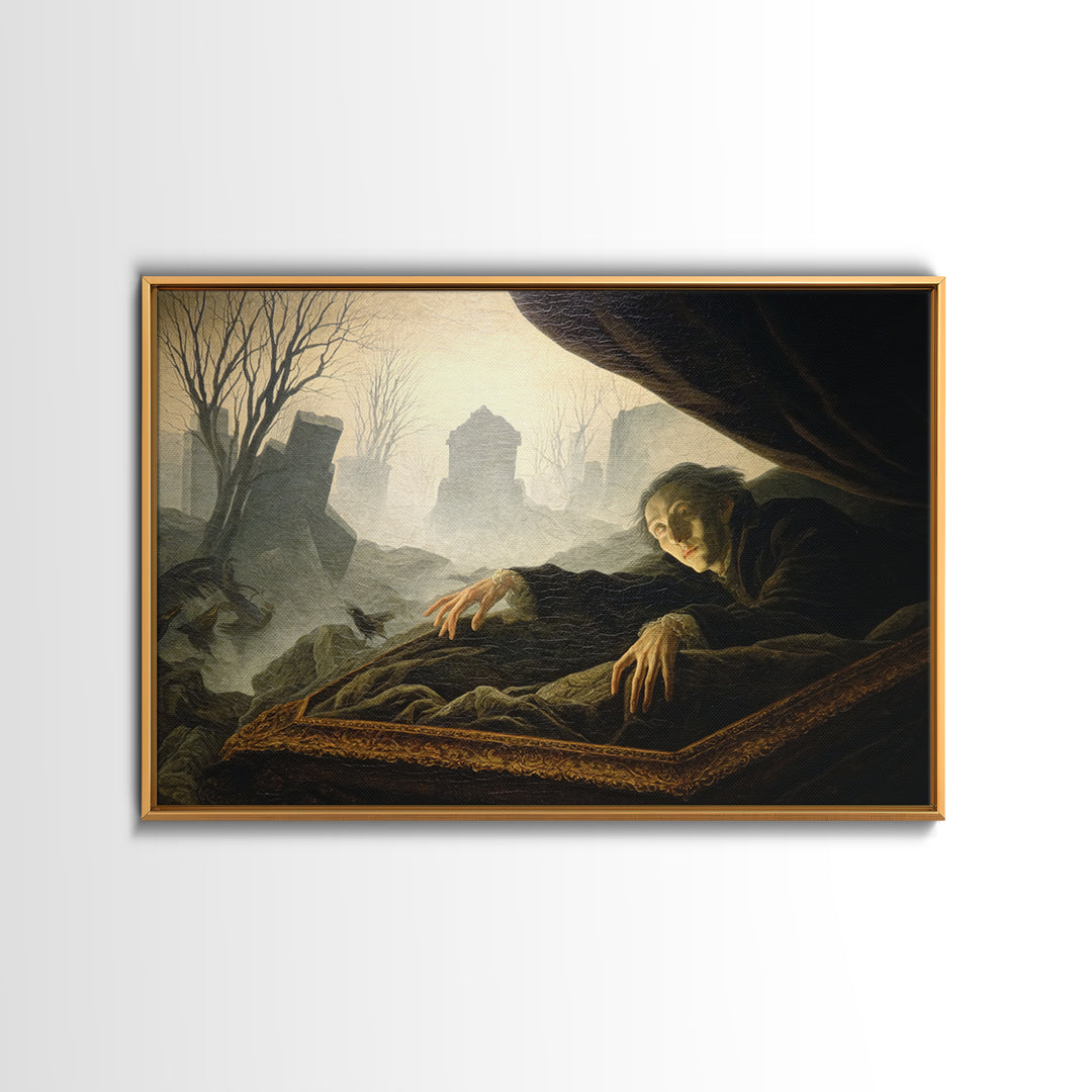 The Coffin Sleeper, Romantic Gothic Landscape, Landscape Wall Art, Dark Fantasy Wall Art, Canvas Print, Halloween Wall Art