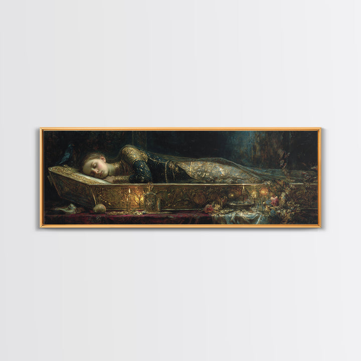 The Coffin Sleeper, Ornate Symbolist Art, Extra Wide Wall Art, Gothic Horror Wall Art, Canvas Print, Halloween Wall Art