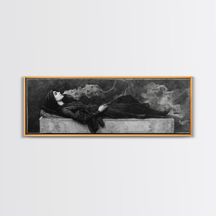 The Coffin Sleeper, Dark Symbolist Art, Extra Wide Wall Art, Gothic Horror Wall Art, Canvas Print, Halloween Wall Art