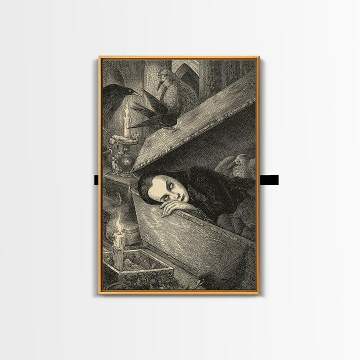 The Coffin Sleeper, Victorian Macabre Art, Vertical Wall Art, Gothic Horror Wall Art, Canvas Print, Halloween Wall Art