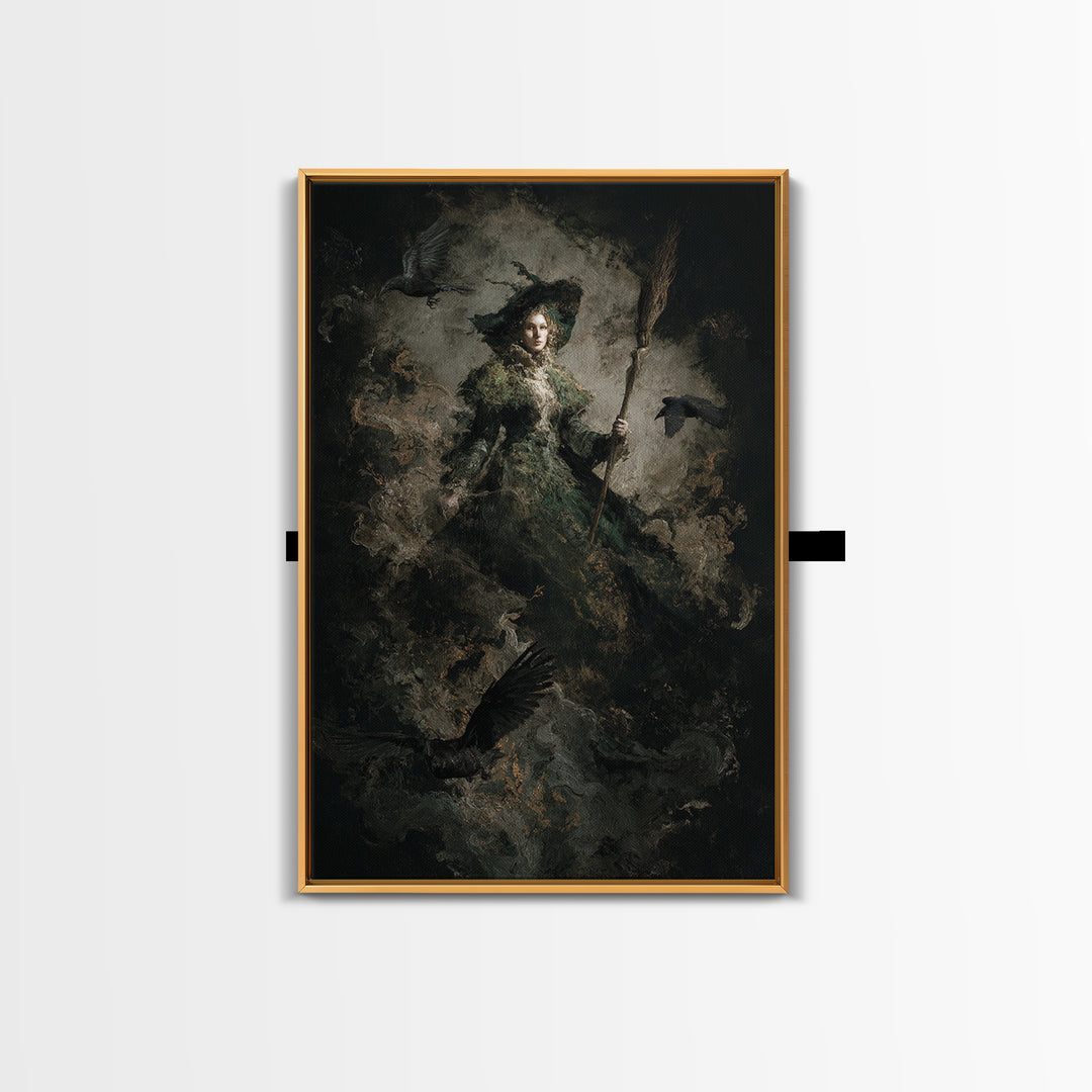 The Swamp Witch, Dark Romantic Horror Art, Vertical Wall Art, Dark Fantasy Wall Art, Framed Canvas Print, Halloween Wall Art