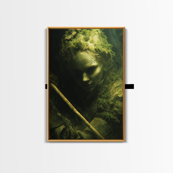 The Swamp Witch, Gothic Nightmare Art, Vertical Wall Art, Dark Halloween Decor, Framed Canvas Print, Halloween Wall Art