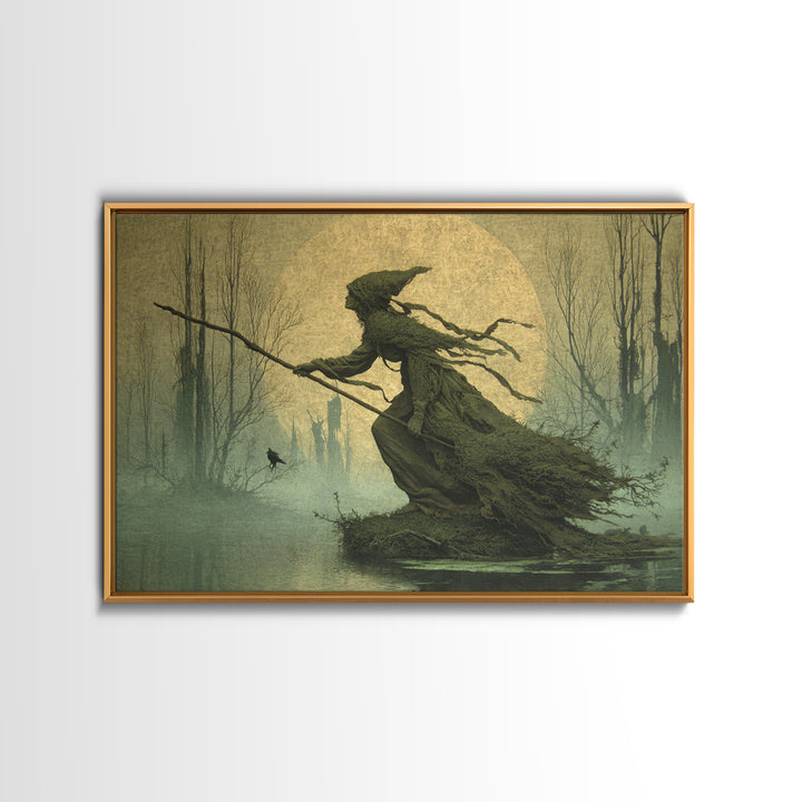 The Swamp Witch, Romantic Gothic Landscape, Landscape Wall Art, Macabre Wall Art, Canvas Print, Halloween Wall Art