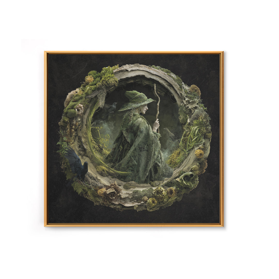 The Swamp Witch, Symbolist Dream Art, Square Wall Art, Dark Fantasy Wall Art, Canvas Print, Halloween Wall Art, Horror Wall Art