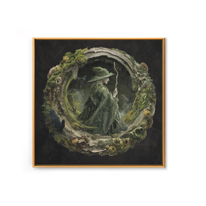 The Swamp Witch, Symbolist Dream Art, Square Wall Art, Dark Fantasy Wall Art, Canvas Print, Halloween Wall Art, Horror Wall Art
