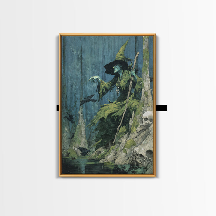 The Swamp Witch, Decadent Gothic Art, Vertical Wall Art, Gothic Horror Wall Art, Canvas Print, Halloween Wall Art