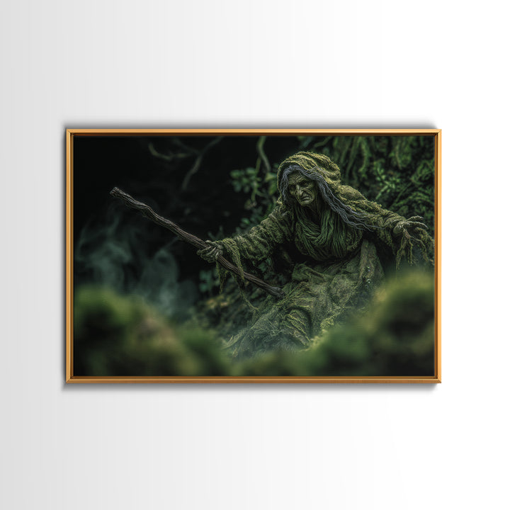The Swamp Witch, Expressionist Gothic Art, Landscape Wall Art, Dark Fantasy Wall Art, Canvas Print, Halloween Wall Art, Gothic Home Decor