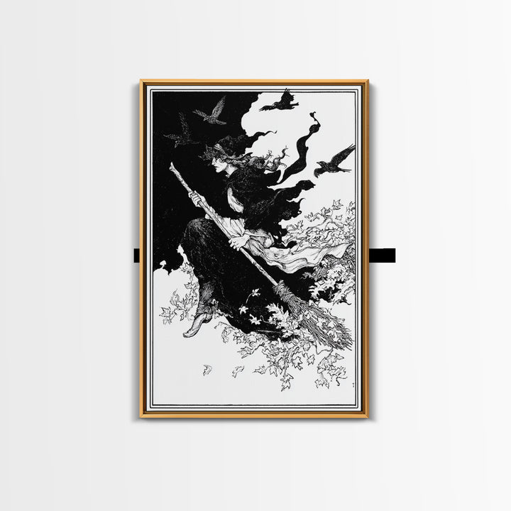 The Swamp Witch, Decadent Line Art, Vertical Wall Art, Gothic Horror Wall Art, Canvas Print, Halloween Wall Art, Halloween Decor