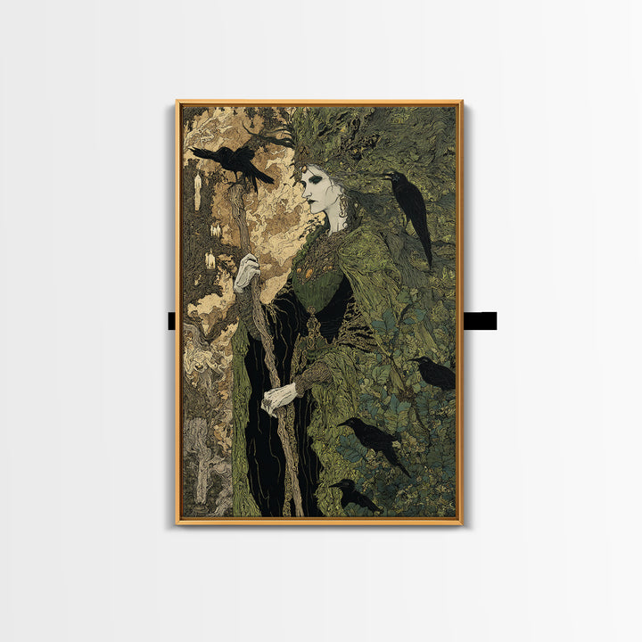The Swamp Witch, Stained Glass Gothic Art, Vertical Wall Art, Dark Fantasy Wall Art, Canvas Print, Halloween Wall Art