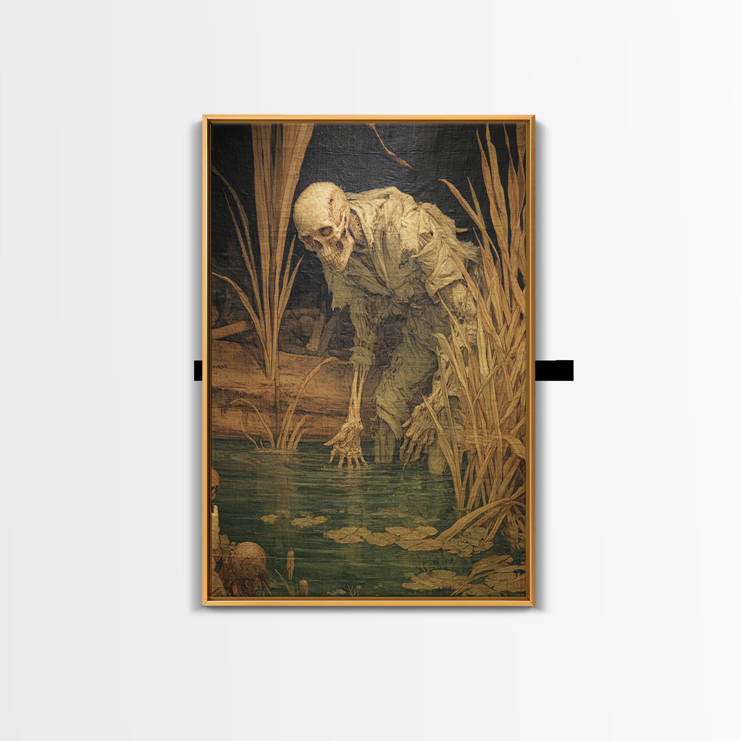The Bog Mummy, Danse Macabre Art, Vertical Wall Art, Dark Fantasy Wall Art, Canvas Print, Halloween Wall Art