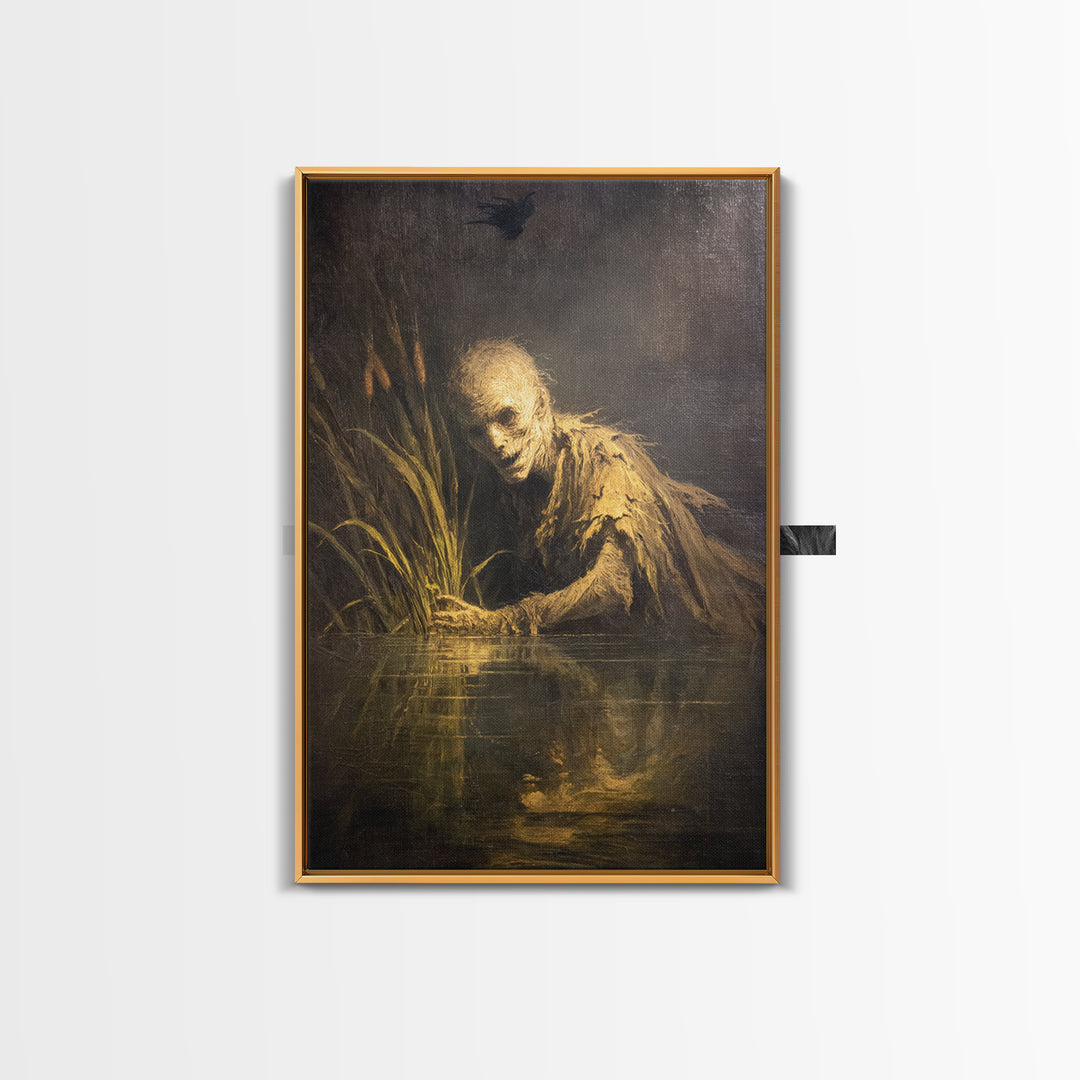 The Bog Mummy, Dark Romantic Horror Art, Vertical Wall Art, Dark Fantasy Wall Art, Canvas Print, Halloween Wall Art, Spooky Wall Decor