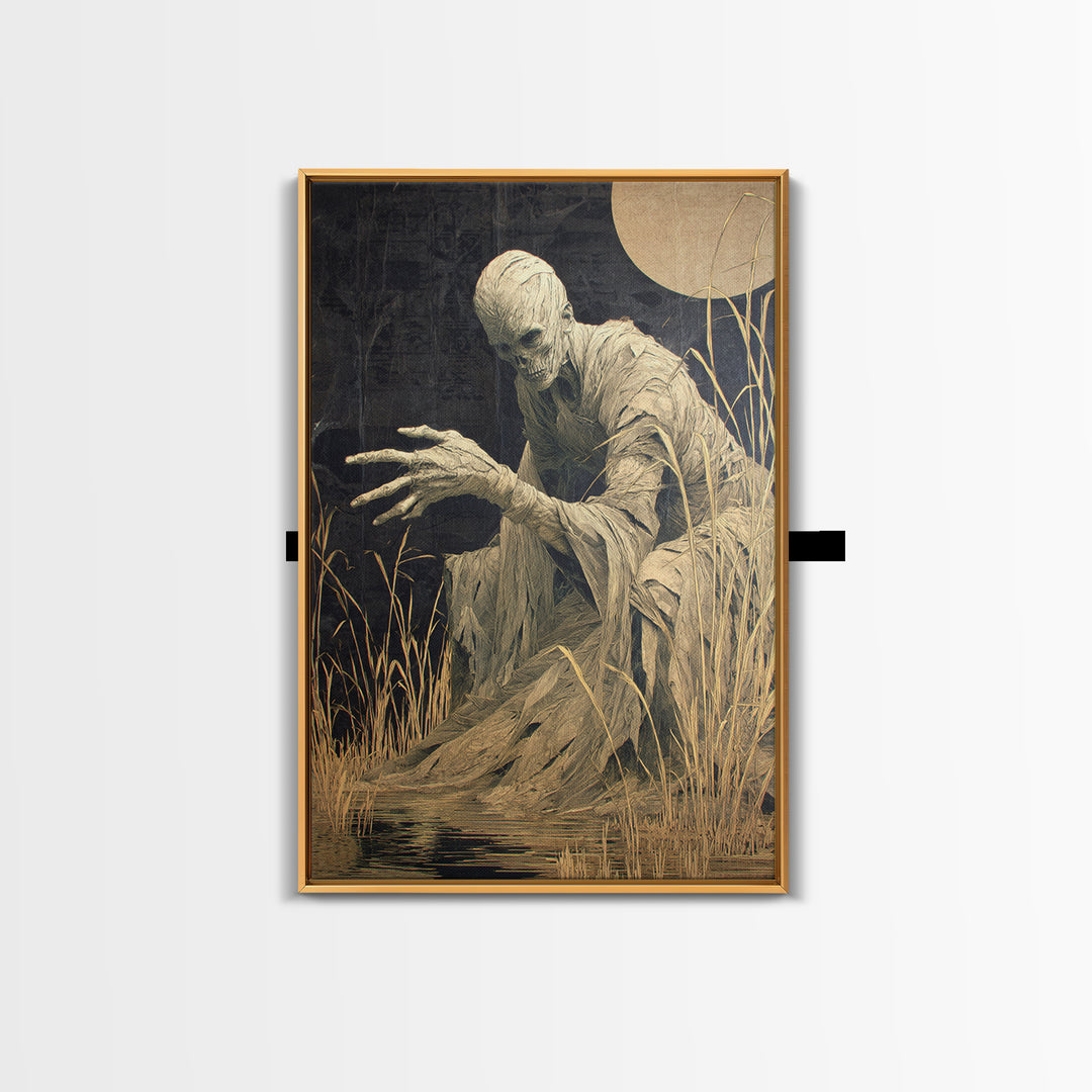 The Bog Mummy, Visionary Gothic Art, Vertical Wall Art, Macabre Wall Art, Framed Canvas Print, Halloween Wall Art, Horror Wall Art
