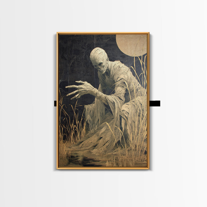The Bog Mummy, Visionary Gothic Art, Vertical Wall Art, Macabre Wall Art, Framed Canvas Print, Halloween Wall Art, Horror Wall Art