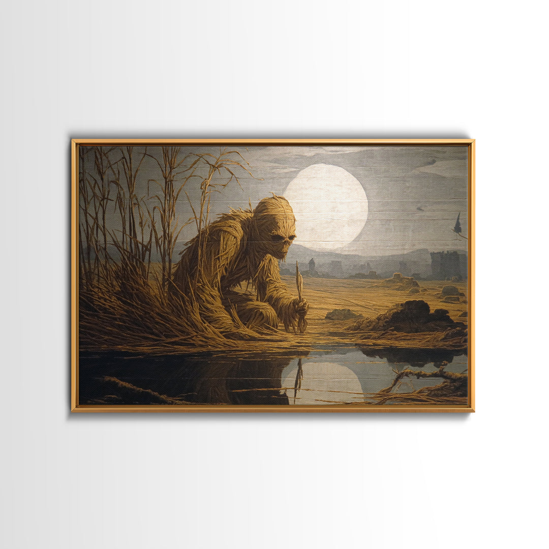 The Bog Mummy, Romantic Gothic Landscape, Landscape Wall Art, Gothic Horror Wall Art, Framed Canvas Print, Halloween Wall Art