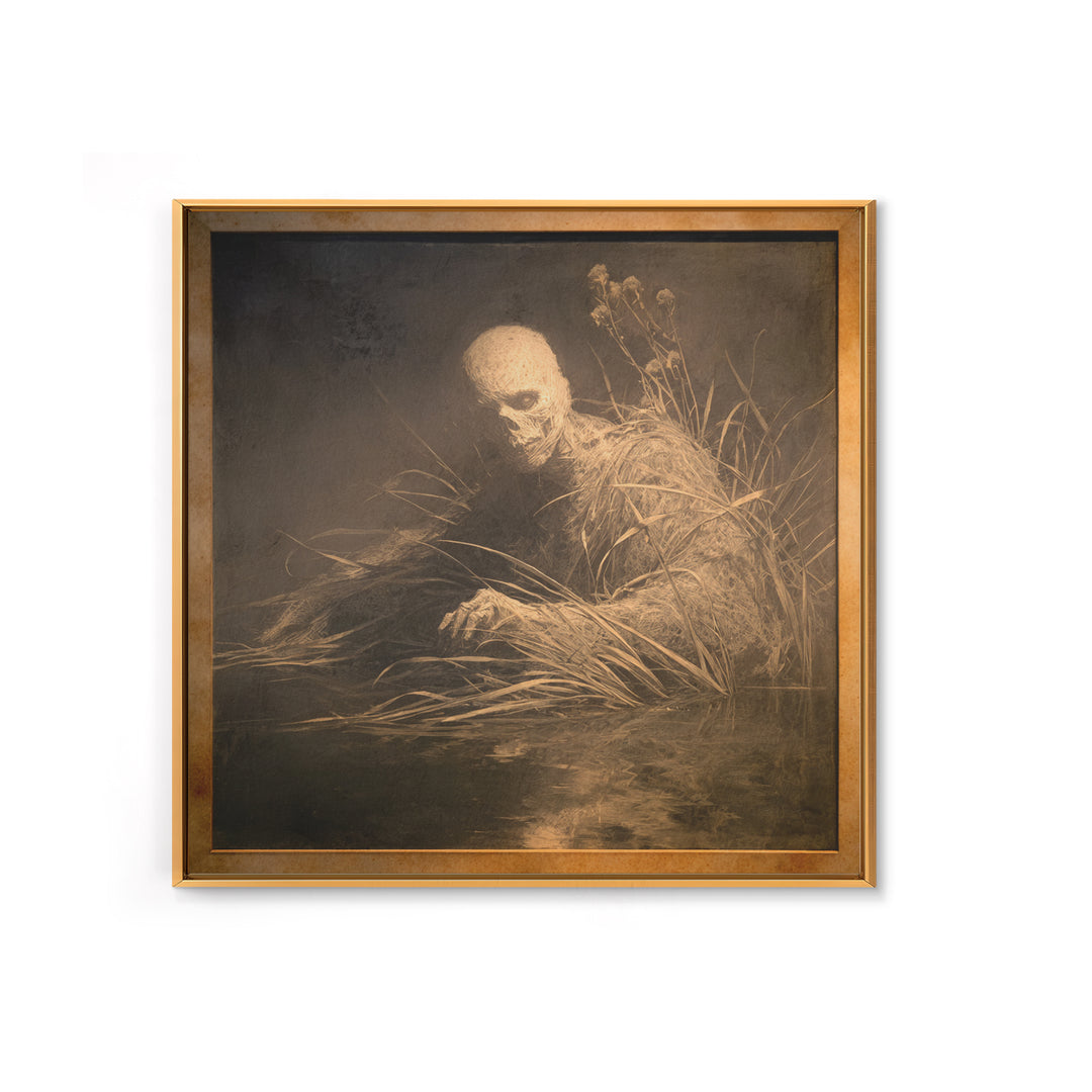 The Bog Mummy, Symbolist Dream Art, Square Wall Art, Macabre Wall Art, Canvas Print, Halloween Wall Art, Gothic Home Decor