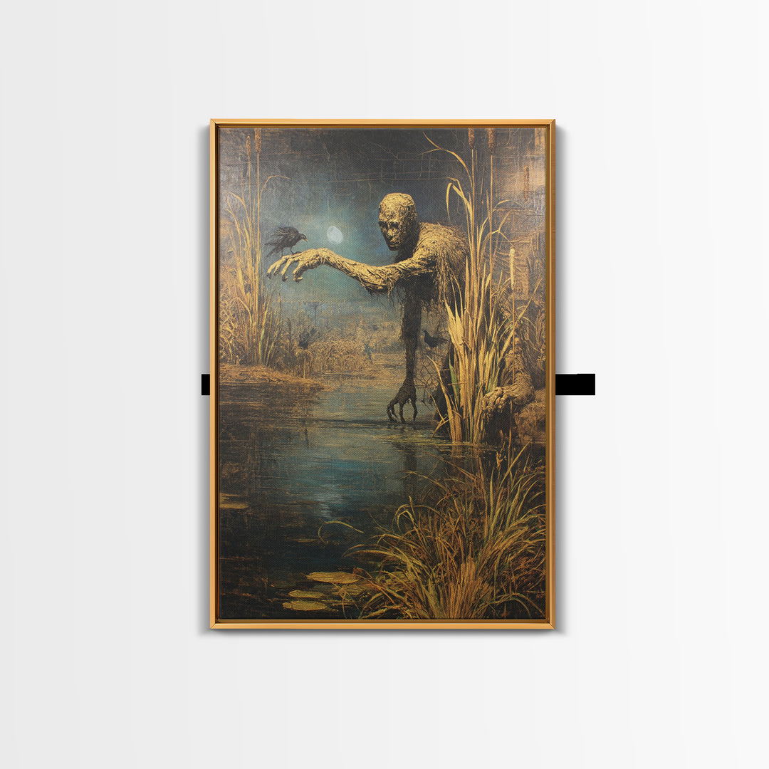 The Bog Mummy, Ornate Symbolist Art, Vertical Wall Art, Dark Halloween Decor, Framed Canvas Print, Halloween Wall Art