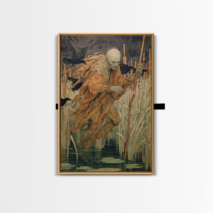 The Bog Mummy, Decadent Gothic Art, Vertical Wall Art, Dark Fantasy Wall Art, Framed Canvas Print, Halloween Wall Art
