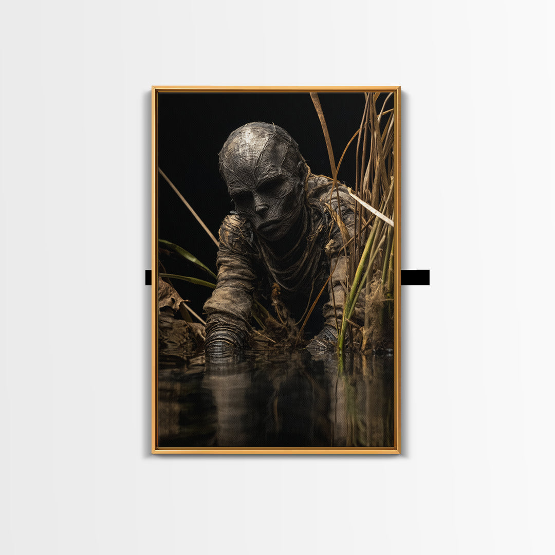 The Bog Mummy, Biomechanical Horror Art, Vertical Wall Art, Macabre Wall Art, Canvas Print, Halloween Wall Art, Halloween Decor