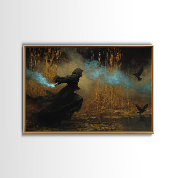 The Will-O'-The-Wisp Shepherd, Symbolist Gothic Landscape, Landscape Wall Art, Gothic Horror Wall Art, Canvas Print, Halloween Wall Art
