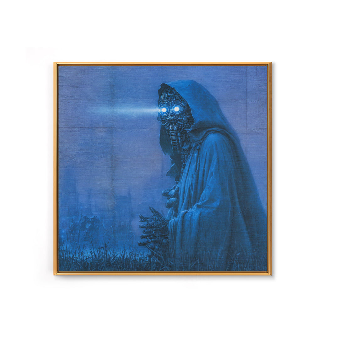 The Will-O'-The-Wisp Shepherd, Biomechanical Horror Art, Square Wall Art, Gothic Horror Wall Art, Framed Canvas Print, Halloween Wall Art