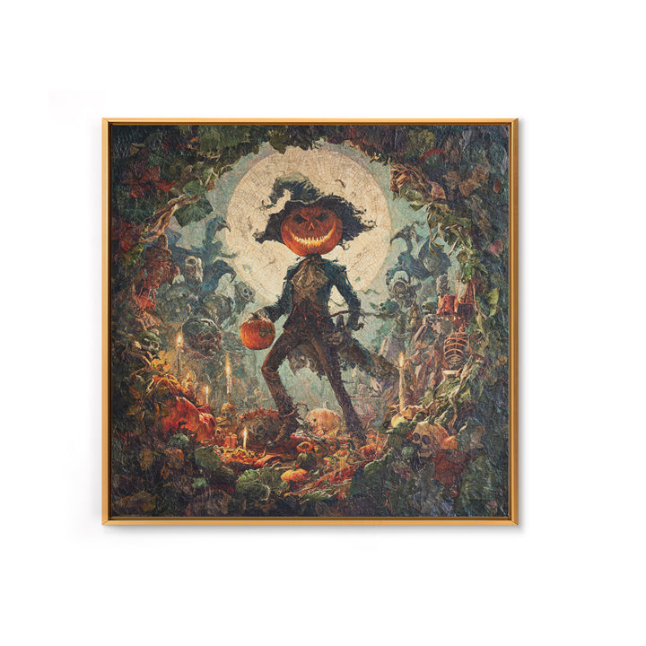 The Pumpkin Patch Goblin, Grotesque Carnival Art, Square Wall Art, Dark Fantasy Wall Art, Canvas Print, Halloween Wall Art