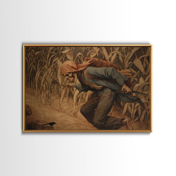 The Cornfield Crawler, Danse Macabre Art, Landscape Wall Art, Dark Fantasy Wall Art, Framed Canvas Print