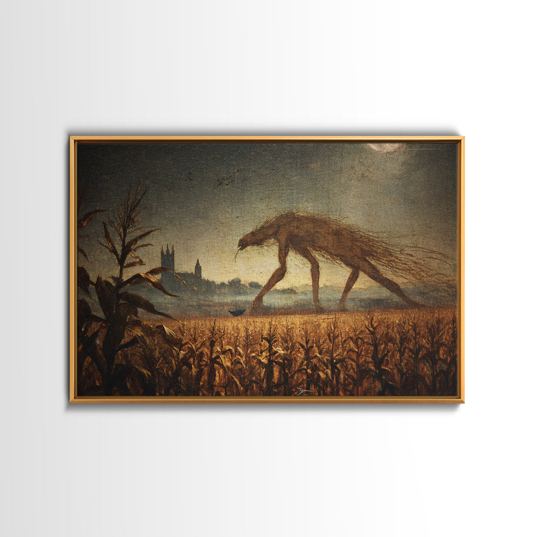 The Cornfield Crawler, Romantic Gothic Landscape, Landscape Wall Art, Macabre Wall Art, Canvas Print, Halloween Wall Art