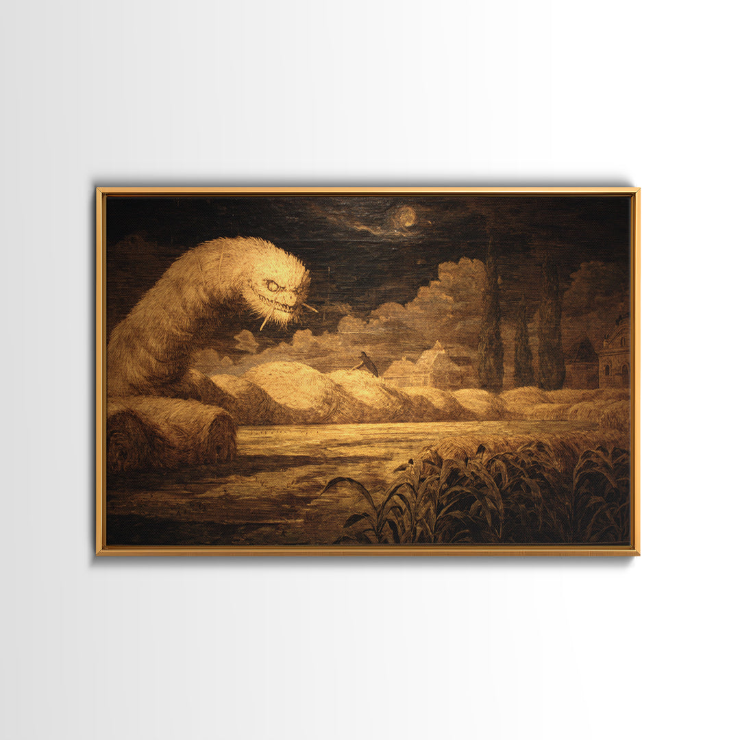 The Cornfield Crawler, Symbolist Gothic Landscape, Landscape Wall Art, Macabre Wall Art, Framed Canvas Print, Halloween Wall Art