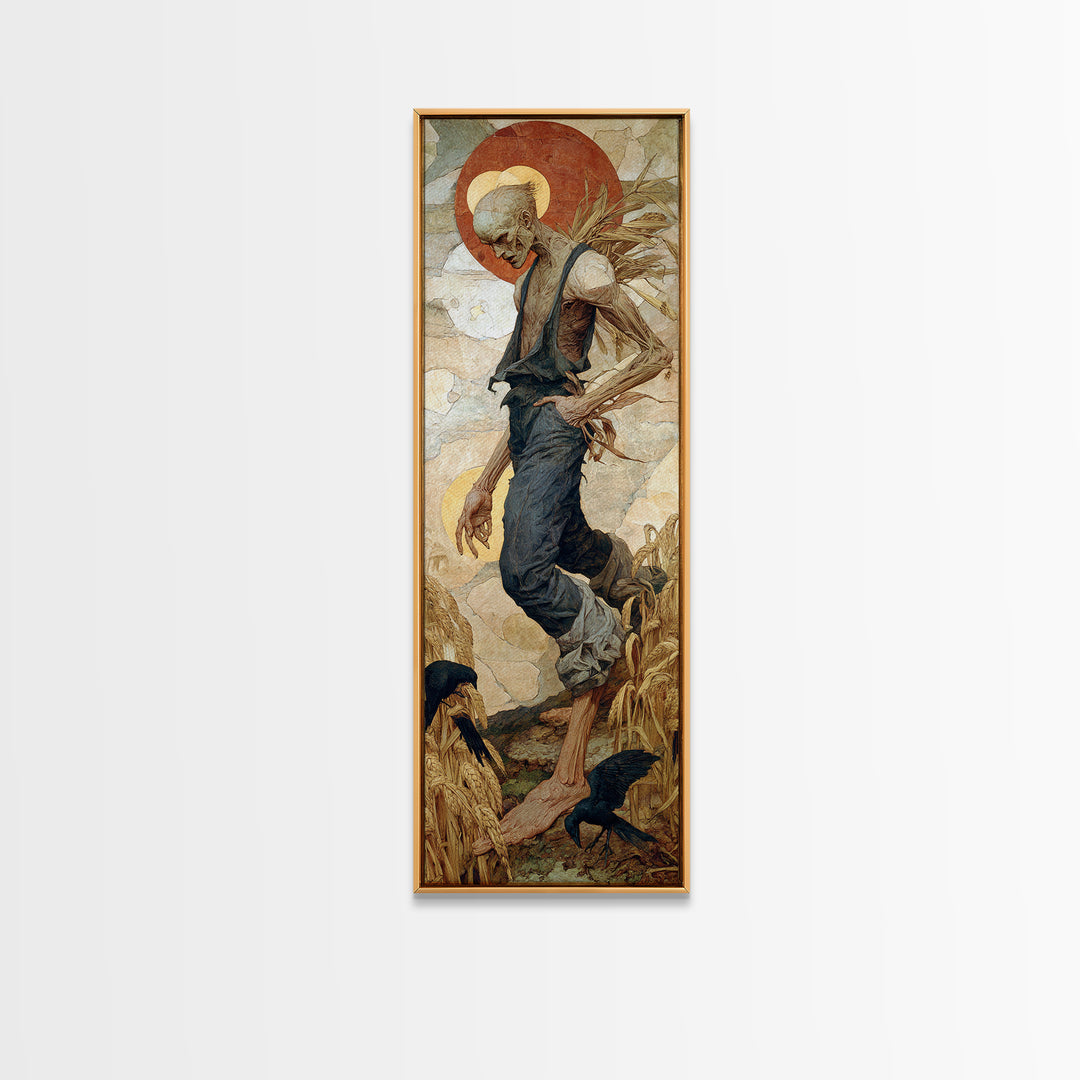 The Harvest Demon, Dark Renaissance Art, Tall Narrow Wall Art, Gothic Horror Wall Art, Framed Canvas Print, Halloween Wall Art