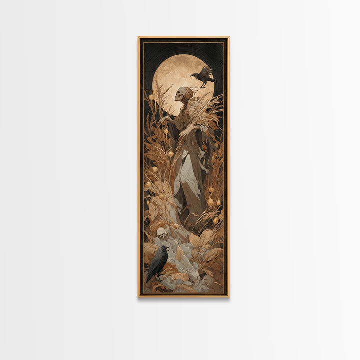 The Harvest Demon, Gothic Nightmare Art, Tall Narrow Wall Art, Dark Fantasy Wall Art, Framed Canvas Print, Halloween Wall Art