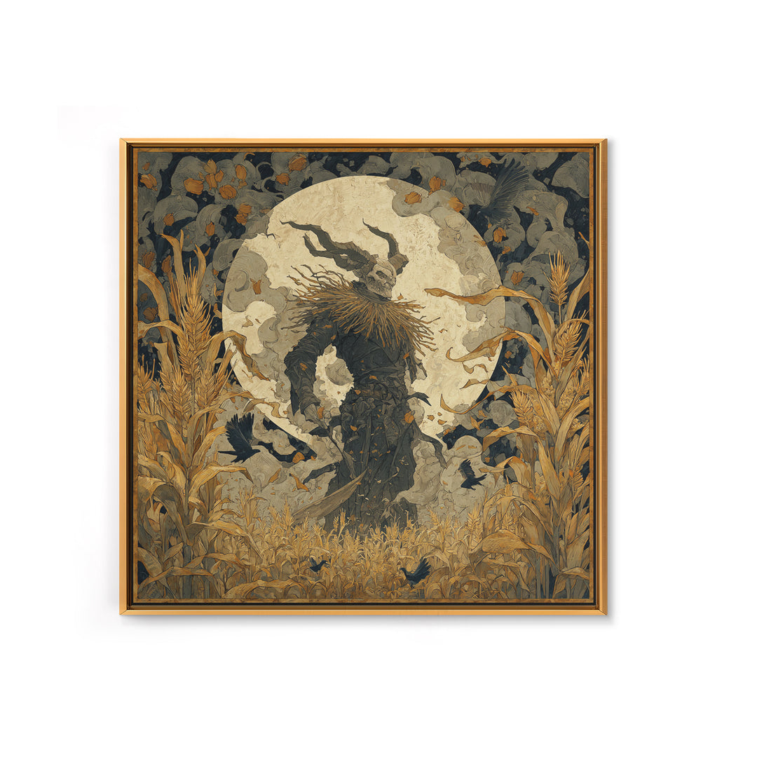 The Harvest Demon, Dark Symbolist Art, Square Wall Art, Gothic Horror Wall Art, Canvas Print, Halloween Wall Art, Dark Fantasy Art