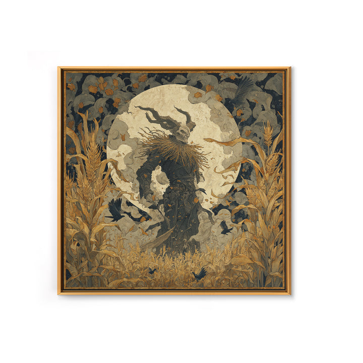 The Harvest Demon, Dark Symbolist Art, Square Wall Art, Gothic Horror Wall Art, Canvas Print, Halloween Wall Art, Dark Fantasy Art