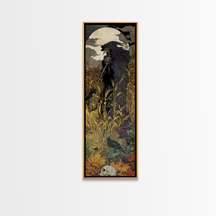 The Harvest Demon, Stained Glass Gothic Art, Tall Narrow Wall Art, Gothic Horror Wall Art, Canvas Print, Halloween Wall Art