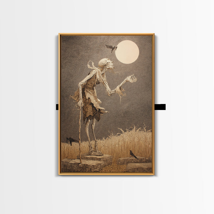 The Harvest Demon, Victorian Macabre Art, Vertical Wall Art, Dark Halloween Decor, Canvas Print, Halloween Wall Art
