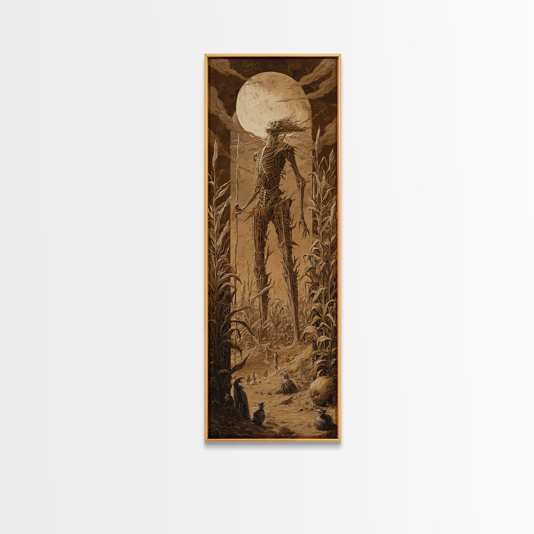 The Harvest Demon, Biomechanical Horror Art, Tall Narrow Wall Art, Dark Fantasy Wall Art, Framed Canvas Print, Halloween Wall Art