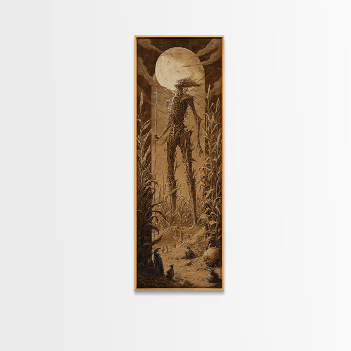 The Harvest Demon, Biomechanical Horror Art, Tall Narrow Wall Art, Dark Fantasy Wall Art, Framed Canvas Print, Halloween Wall Art
