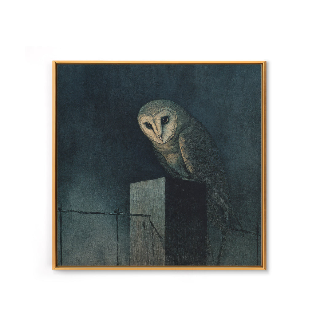 The Owl-Faced Omen, Dark Symbolist Art, Square Wall Art, Gothic Horror Wall Art, Canvas Print, Halloween Wall Art