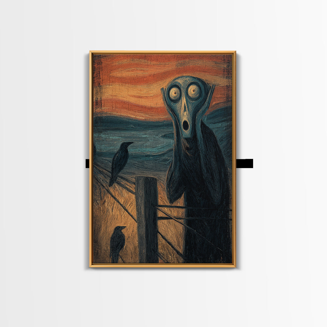 The Owl-Faced Omen, Expressionist Gothic Art, Vertical Wall Art, Macabre Wall Art, Canvas Print, Halloween Wall Art, Collectible Wall Decor