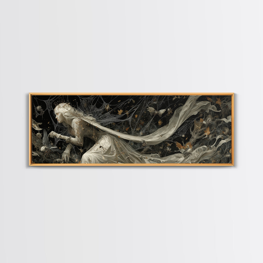 The Spider Queen, Medieval Grotesque Art, Extra Wide Wall Art, Gothic Horror Wall Art, Canvas Print, Halloween Wall Art