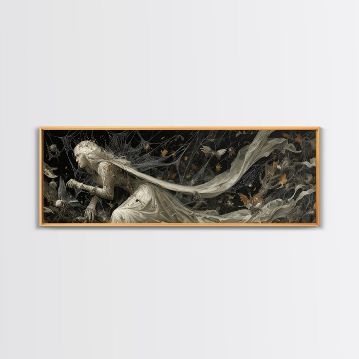 The Spider Queen, Medieval Grotesque Art, Extra Wide Wall Art, Gothic Horror Wall Art, Canvas Print, Halloween Wall Art