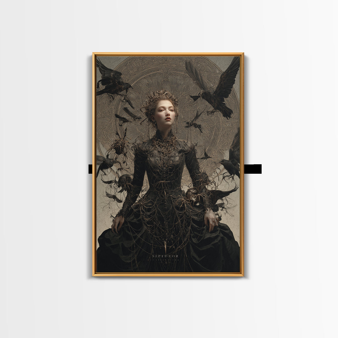 The Spider Queen, Visionary Gothic Art, Vertical Wall Art, Macabre Wall Art, Canvas Print, Halloween Wall Art, Spooky Wall Decor