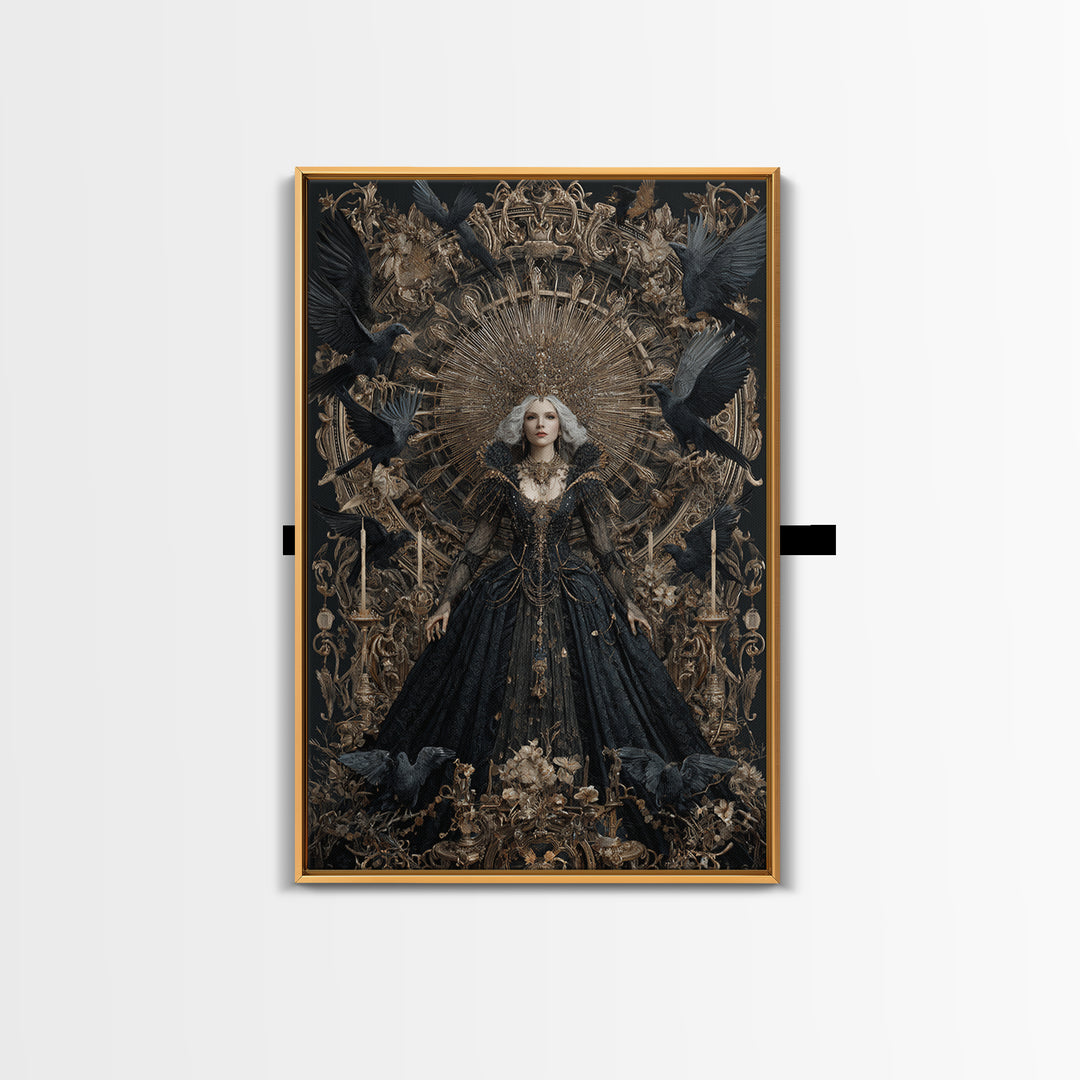 The Spider Queen, Ornate Symbolist Art, Vertical Wall Art, Macabre Wall Art, Canvas Print, Halloween Wall Art, Gothic Home Decor