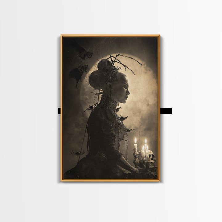 The Spider Queen, Decadent Gothic Art, Vertical Wall Art, Dark Halloween Decor, Canvas Print, Halloween Wall Art, Seasonal Home Decor