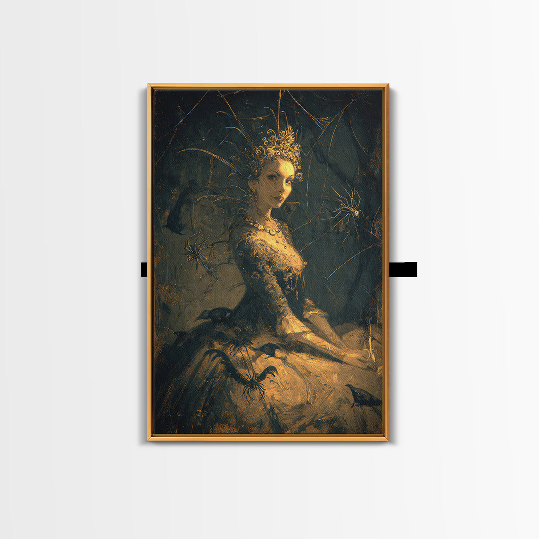 The Spider Queen, Expressionist Gothic Art, Vertical Wall Art, Gothic Horror Wall Art, Framed Canvas Print, Halloween Wall Art