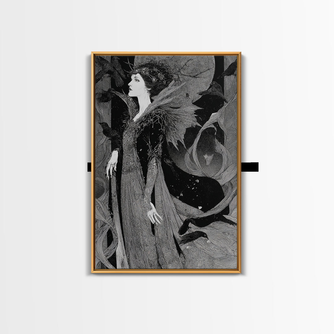 The Spider Queen, Stained Glass Gothic Art, Vertical Wall Art, Dark Halloween Decor, Canvas Print, Halloween Wall Art
